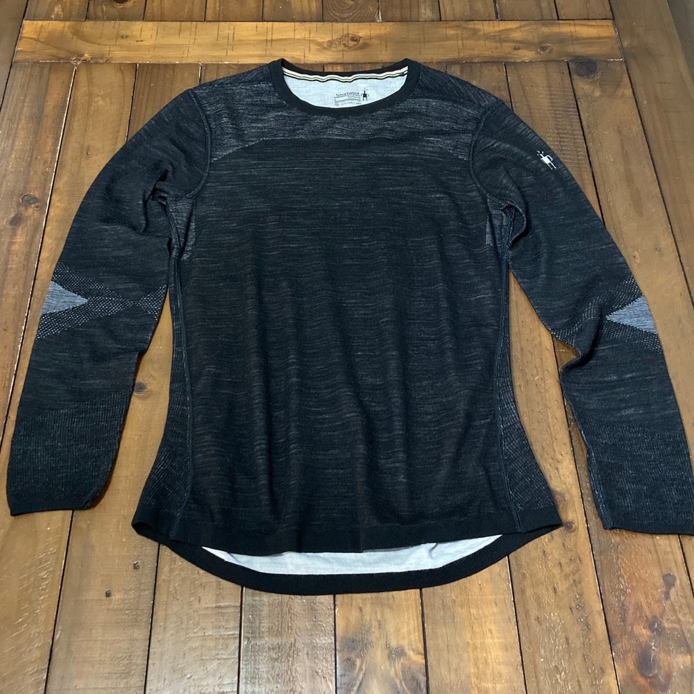 Smartwool Intraknit Thermal Merino 200 Mens Large Crew Base Layer Black Shirt L